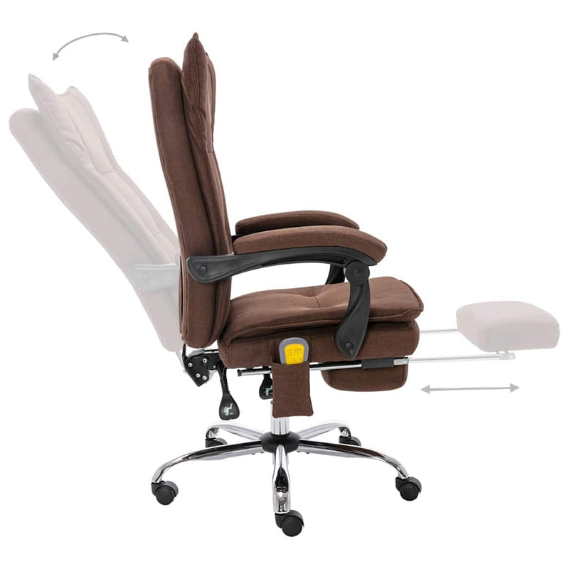 Scaun de birou cu masaj, maro, material textil
