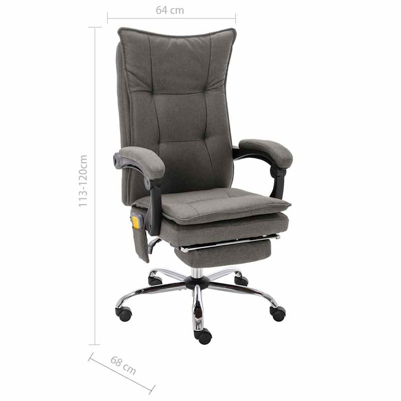 Scaun de birou cu masaj, gri, material textil