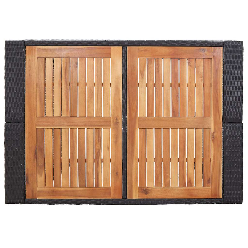 Set mobilier de exterior 5 piese, negru, poliratan, lemn acacia
