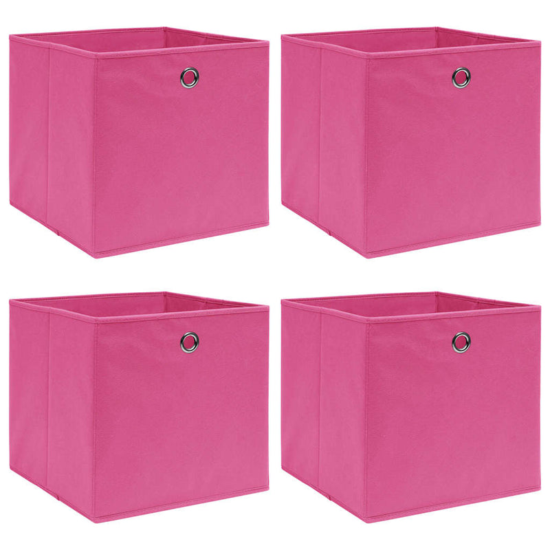 Cutii de depozitare, 4 buc., roz, 32x32x32 cm, textil