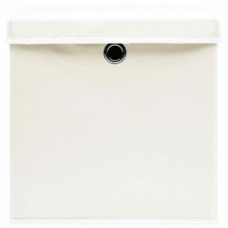 Cutii depozitare cu capace 4 buc. alb, 32x32x32 cm, textil