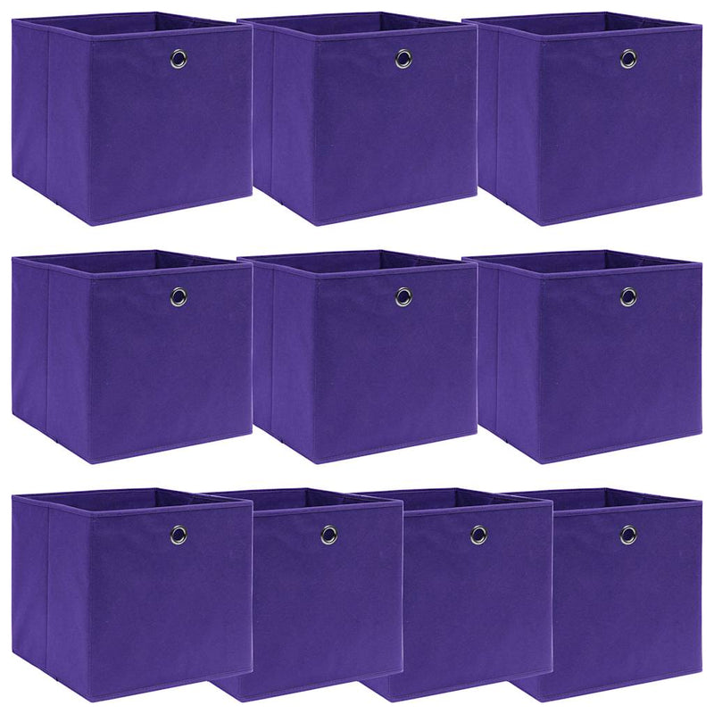 Cutii depozitare, 10 buc., violet, 32x32x32 cm, textil