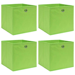 Cutii de depozitare, 4 buc., verde, 32x32x32 cm, textil