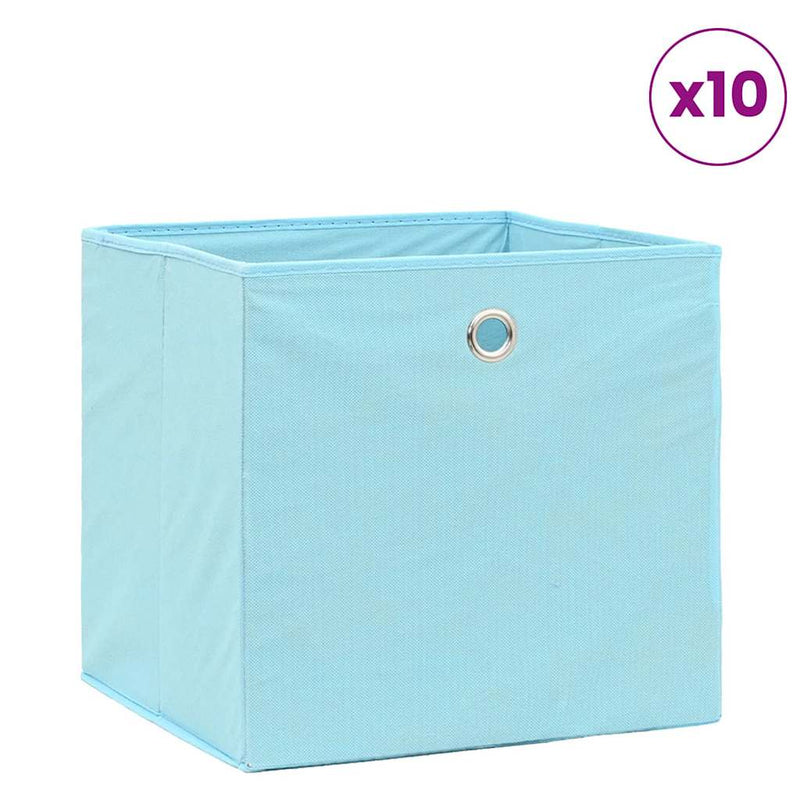 Cutii de depozitare, 10 buc., bleu, 32x32x32 cm, textil