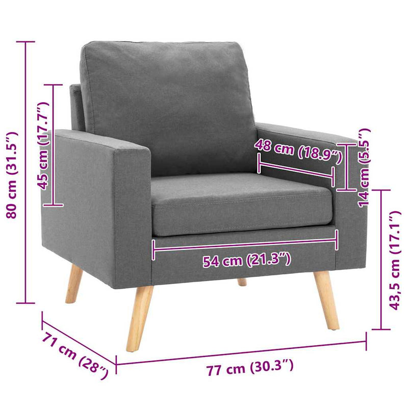 Fotoliu, gri deschis, material textil