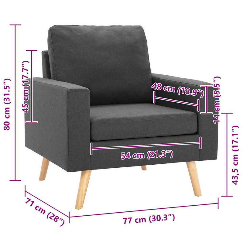 Fotoliu, gri închis, material textil
