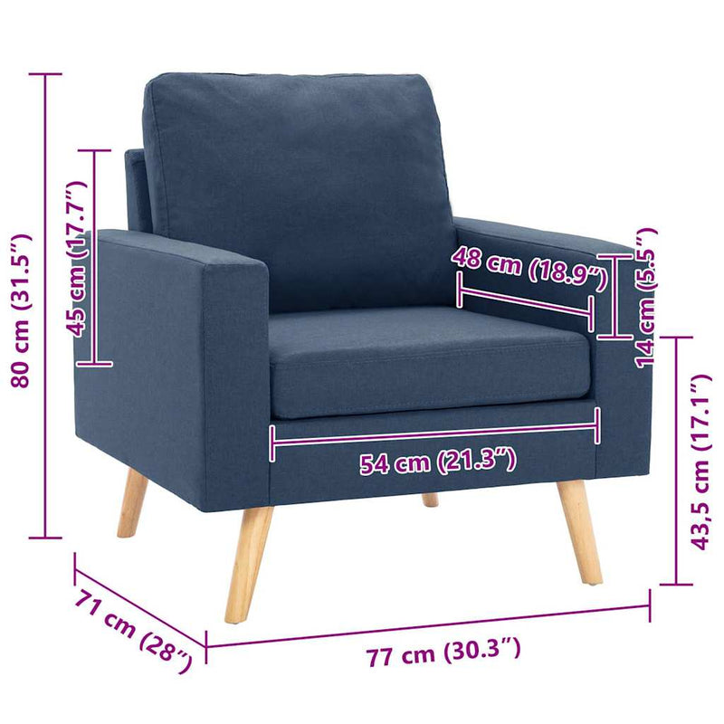 Fotoliu, albastru, material textil
