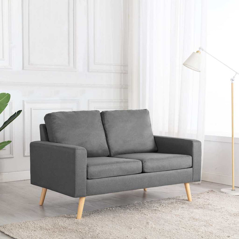 Canapea cu 2 locuri, gri deschis, material textil