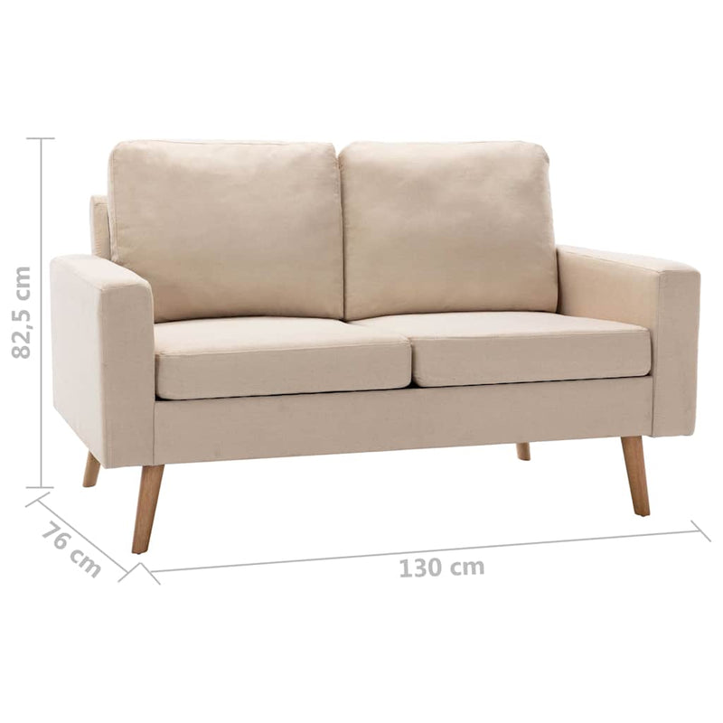 Canapea cu 2 locuri, crem, material textil