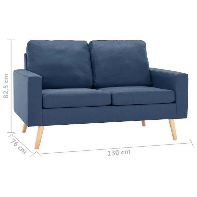 Canapea cu 2 locuri, albastru, material textil