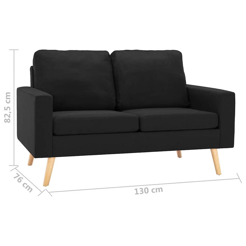 Canapea cu 2 locuri, negru, material textil