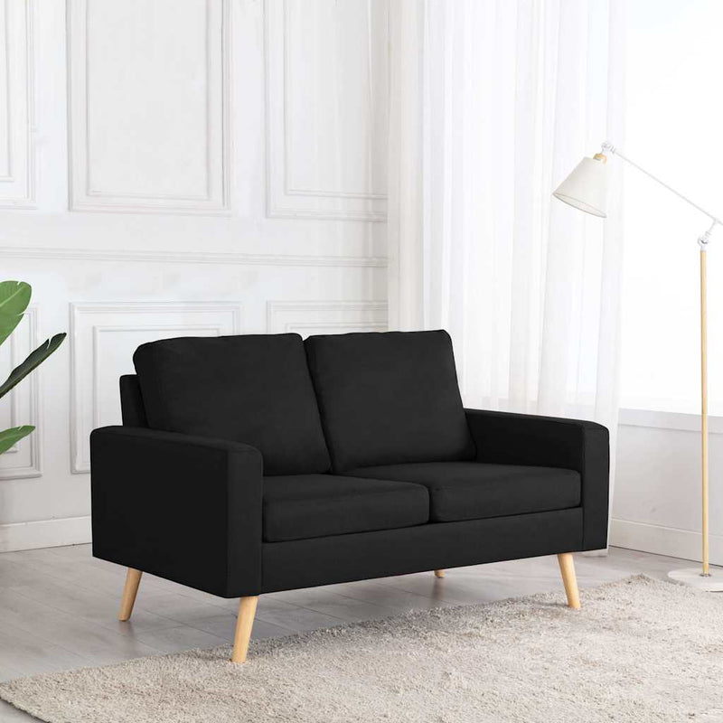 Canapea cu 2 locuri, negru, material textil