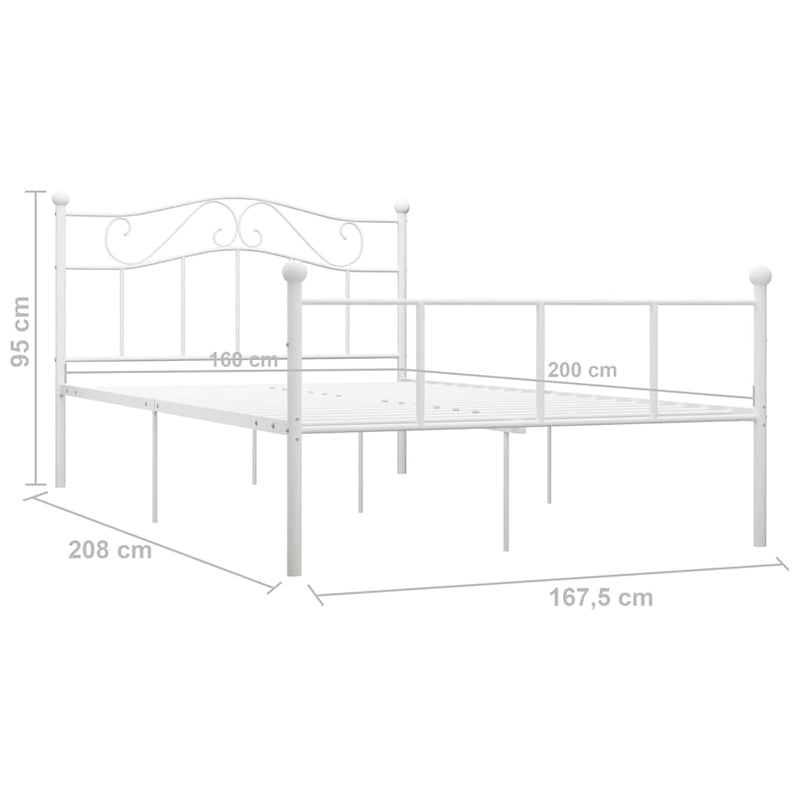 Cadru de pat, alb, 160 x 200 cm, metal