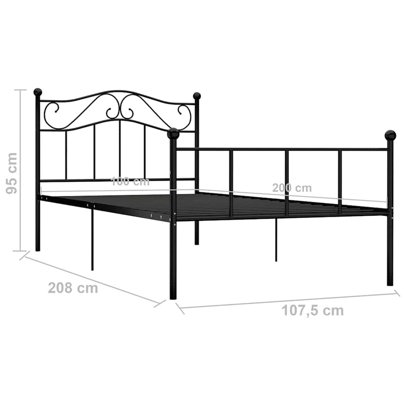 Cadru de pat, negru, 100 x 200 cm, metal