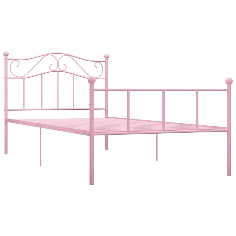 Cadru de pat, roz, 100 x 200 cm, metal