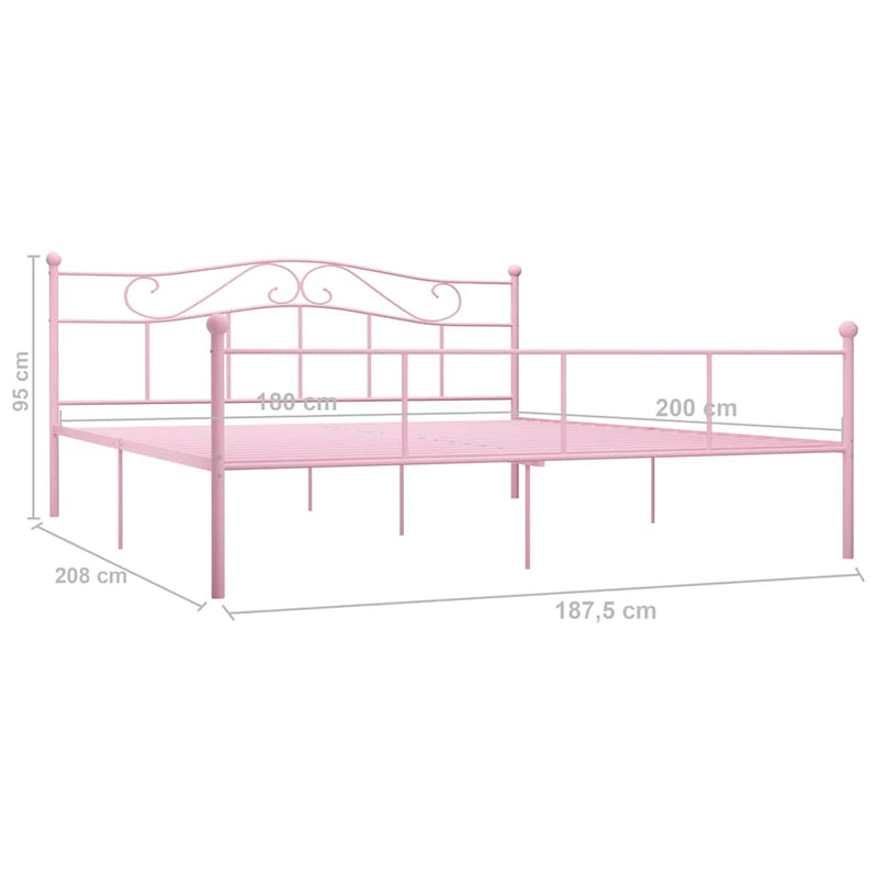 Cadru de pat, roz, 180 x 200 cm, metal