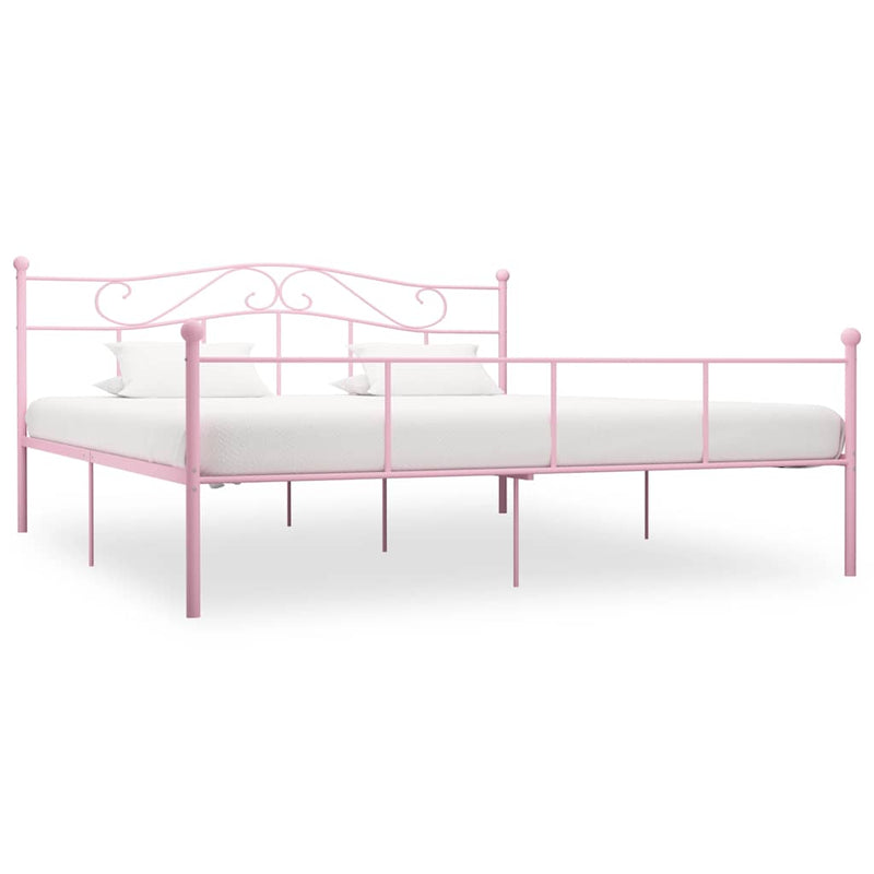 Cadru de pat, roz, 200 x 200 cm, metal