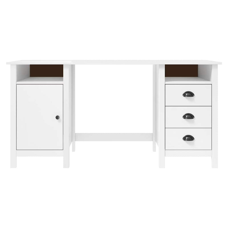 Birou Hill, alb, 150x50x74 cm, lemn masiv de pin