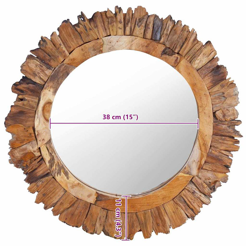 Oglindă de perete, 60 cm, tec, rotund