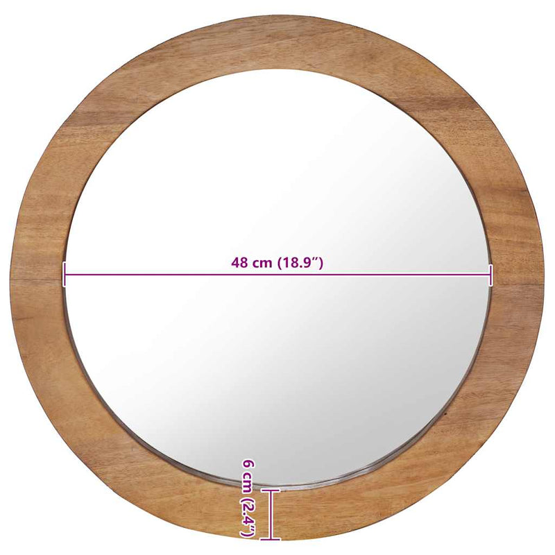 Oglindă de perete, 60 cm, tec, rotund