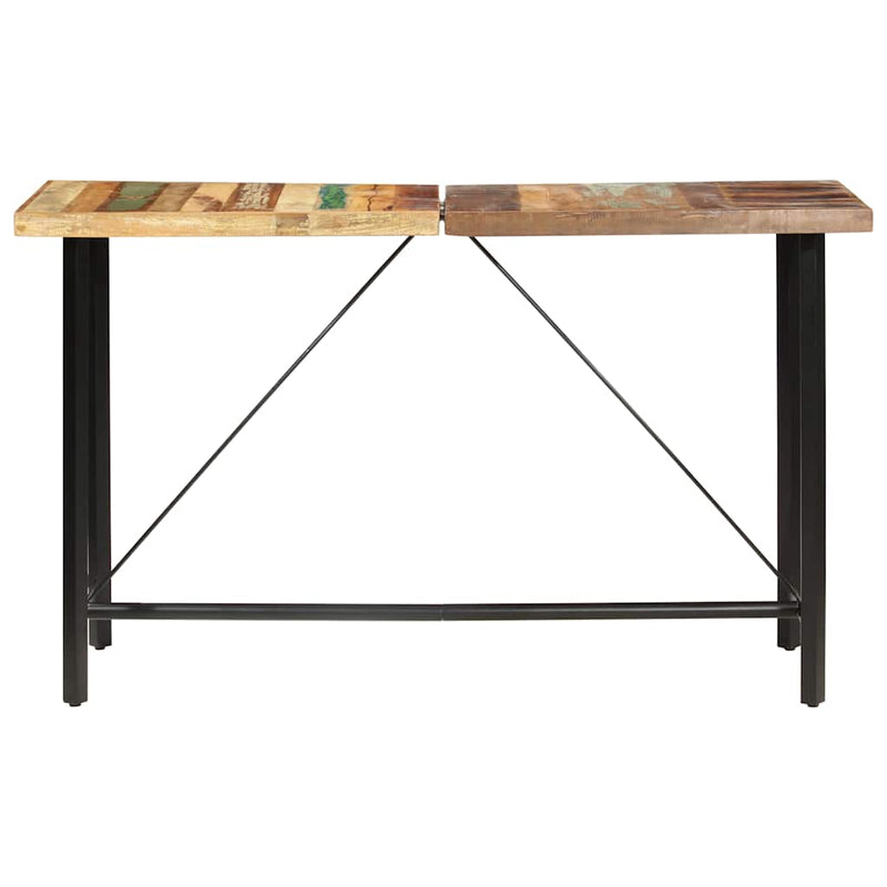 Set de bar 9 piese lemn masiv reciclat și piele naturală