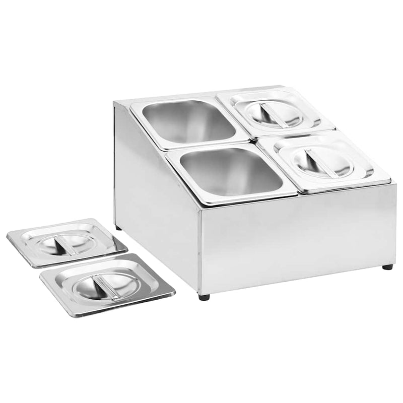 Recipient Gastronorm cu 4 secțiuni GN 1/6 oțel inoxidabil