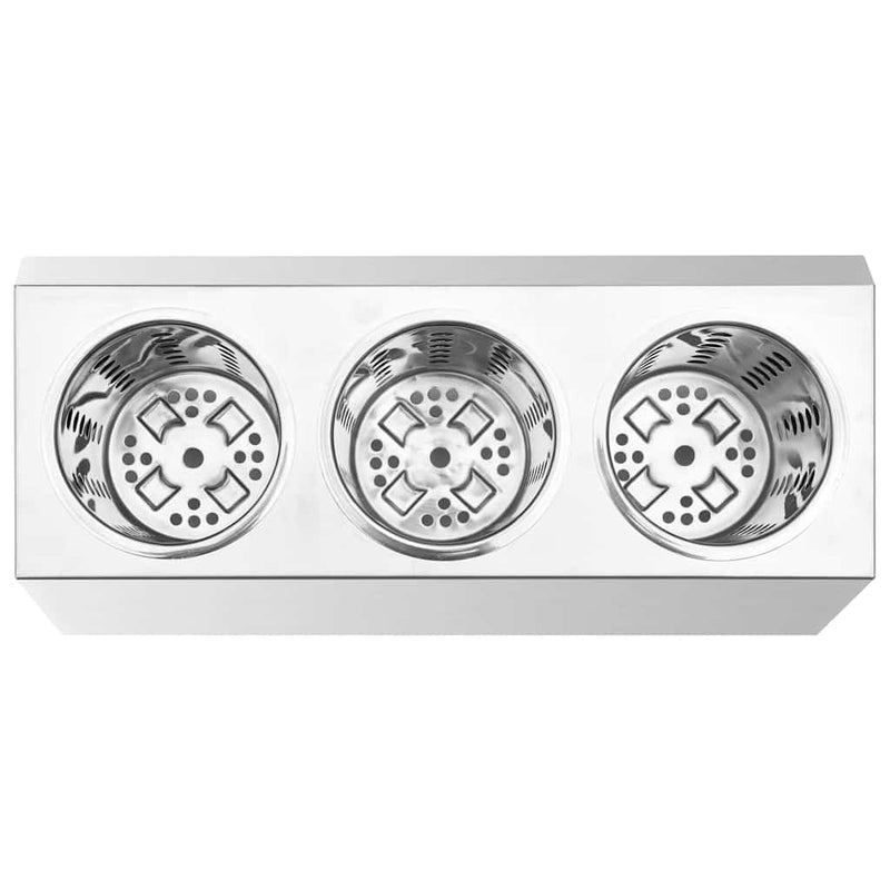 Suport pentru tacâmuri 3 inserții, oțel inoxidabil, rectangular