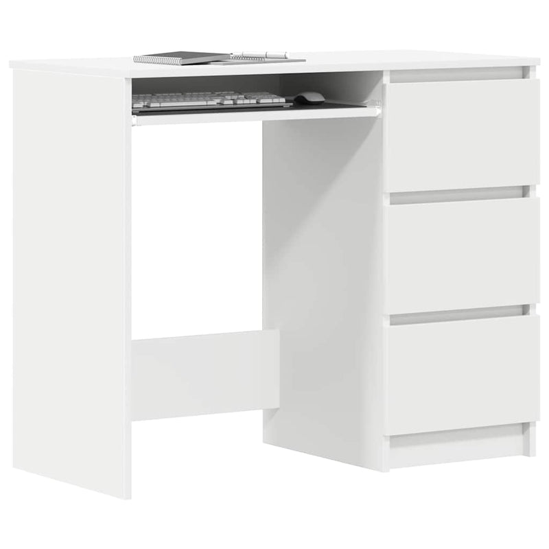 Birou, alb, 90x45x76 cm, lemn prelucrat