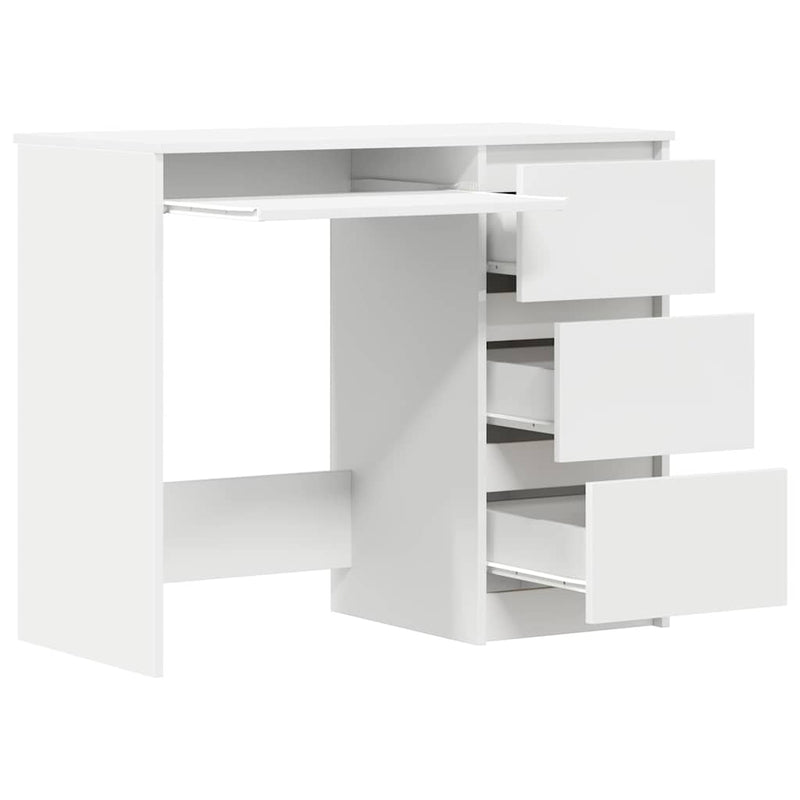 Birou, alb, 90x45x76 cm, lemn prelucrat