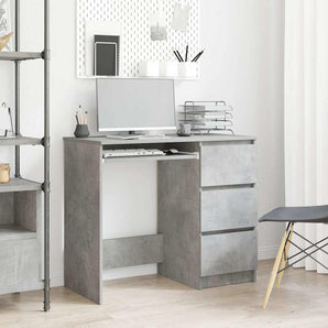 Birou, gri beton, 90 x 45 x 76 cm, lemn prelucrat