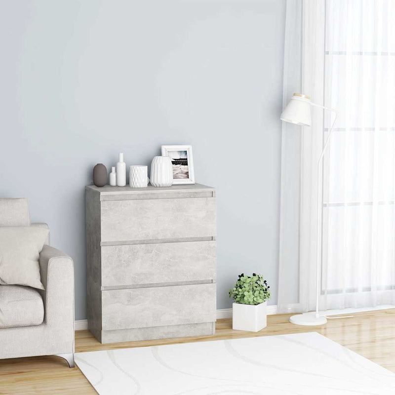 Servantă, gri beton, 60 x 35 x 76 cm, lemn prelucrat