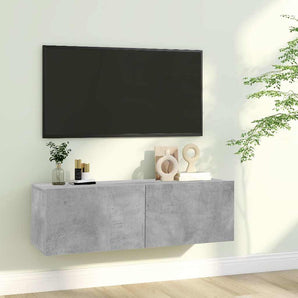Comodă TV, gri beton, 100 x 30 x 30 cm, lemn prelucrat