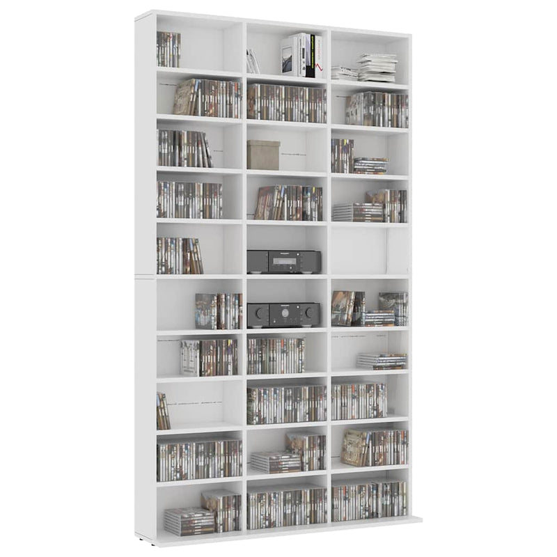 Dulap pentru CD-uri, alb, 102x23x177,5 cm, lemn compozit
