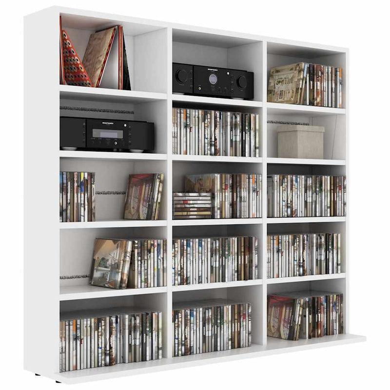 Dulap pentru CD-uri, alb, 100 x 23 x 89,5 cm, lemn prelucrat