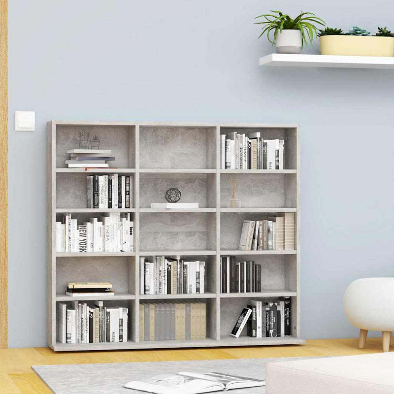 Dulap pentru CD-uri, gri beton, 100x23x89,5 cm, lemn prelucrat