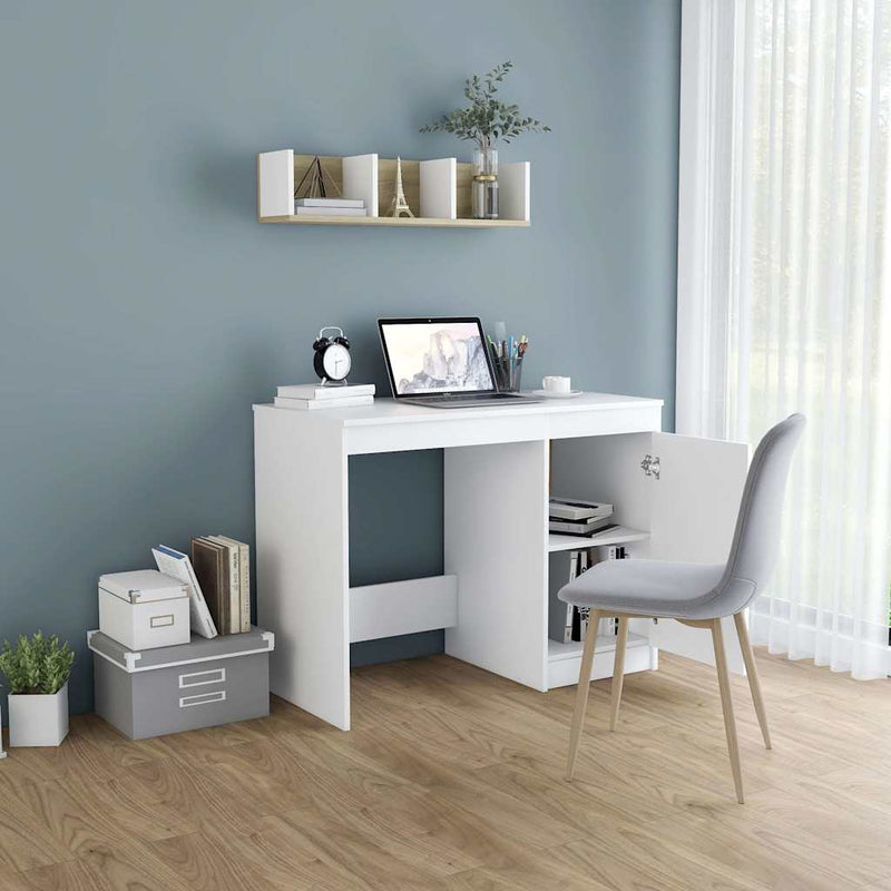 Birou, alb, 100x50x76 cm, lemn prelucrat