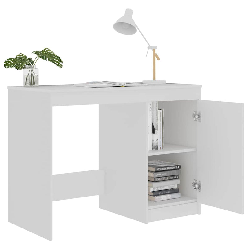 Birou, alb, 100x50x76 cm, lemn prelucrat