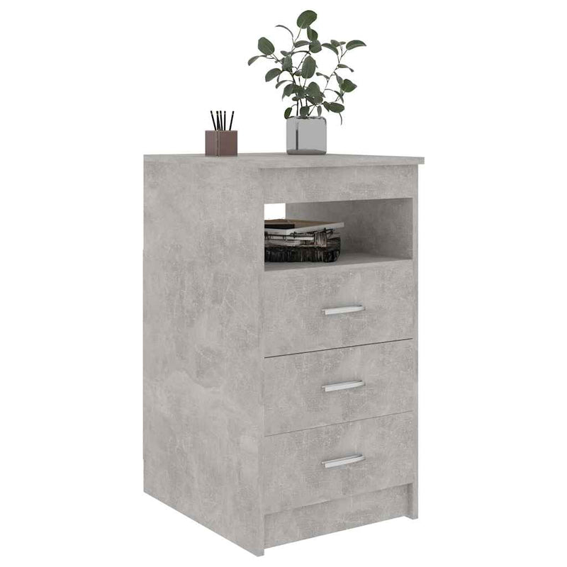 Dulap cu sertare, gri beton, 40x50x76 cm, lemn compozit