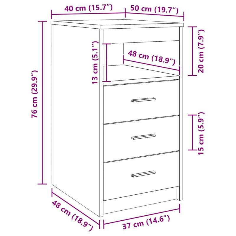 Dulap cu sertare, gri beton, 40x50x76 cm, lemn compozit