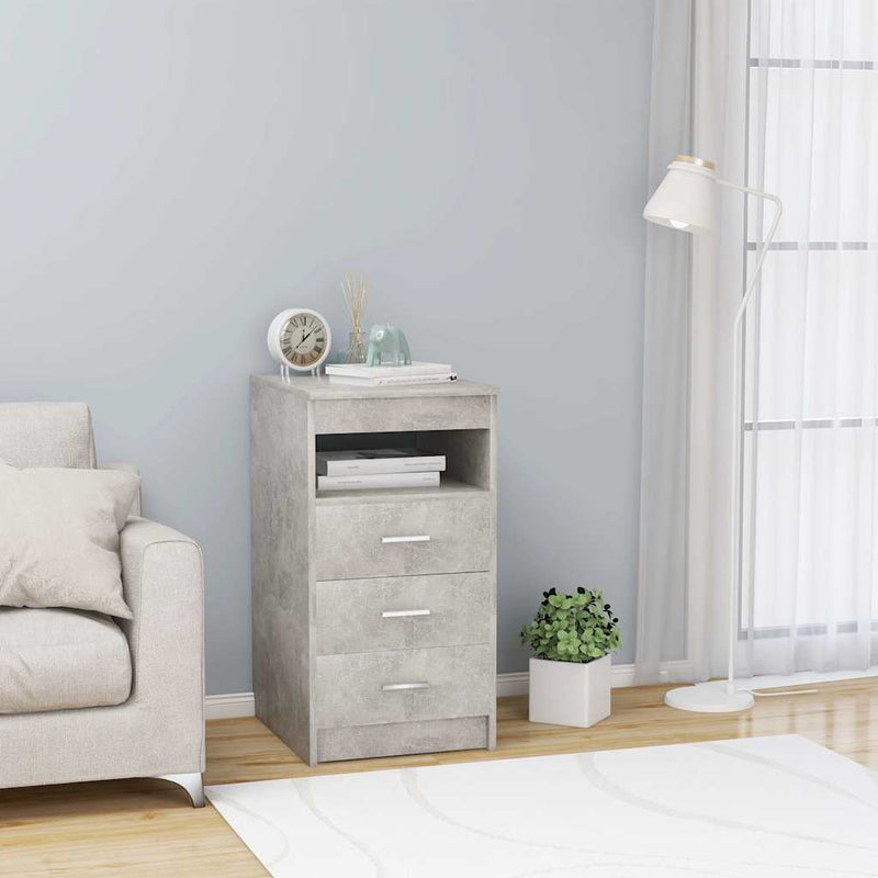 Dulap cu sertare, gri beton, 40x50x76 cm, lemn compozit