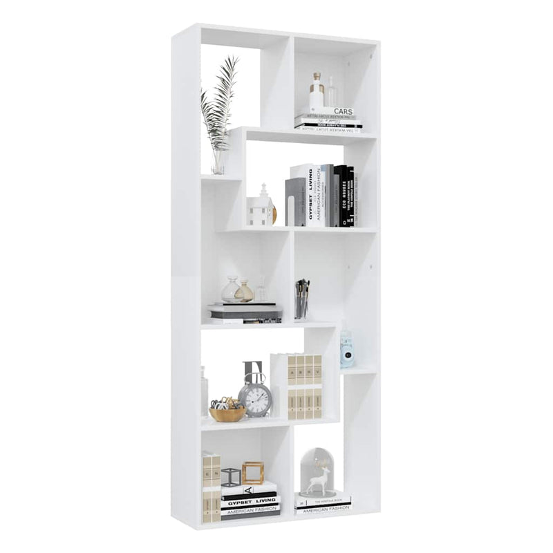 Bibliotecă, alb, 67x24x161 cm, lemn prelucrat