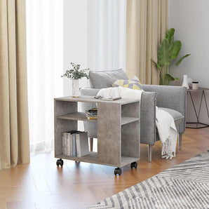 Masă laterală, gri beton, 70x35x60,5 cm, lemn compozit