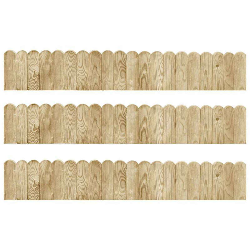 Role de bordură, 3 buc., 120 cm, lemn de pin tratat