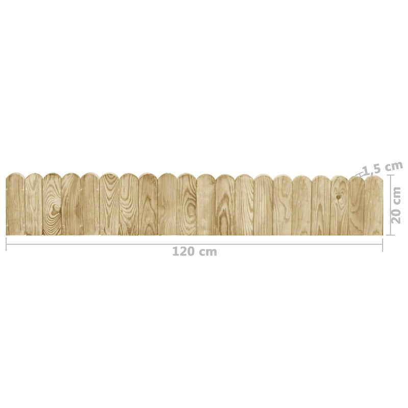 Role de bordură, 3 buc., 120 cm, lemn de pin tratat