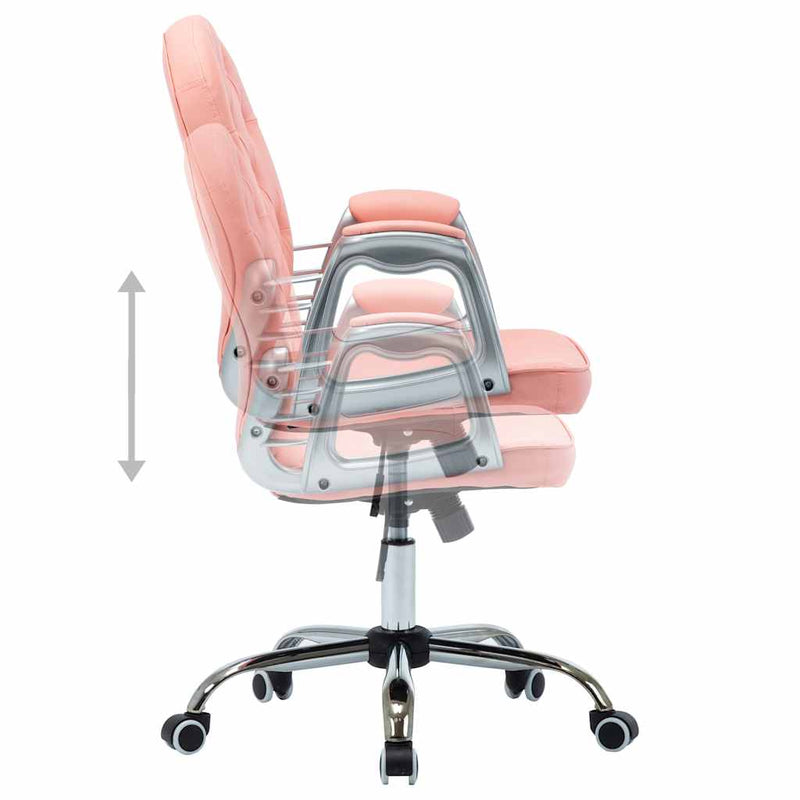 Scaun de birou pivotant, roz, piele ecologică