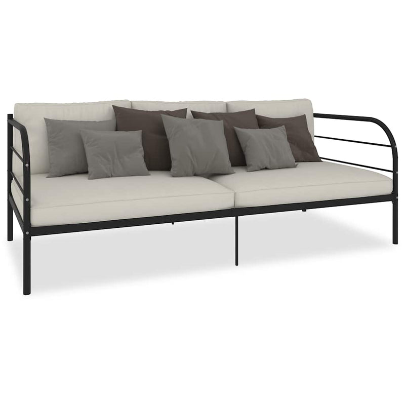 Cadru pat de zi, negru, 90 x 200 cm, metal
