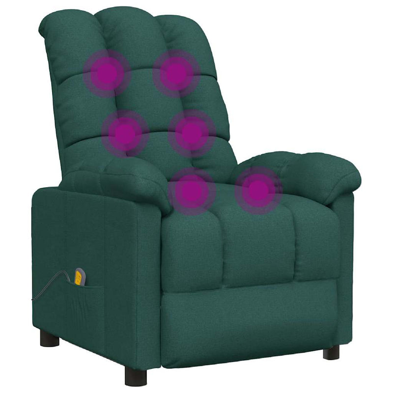Fotoliu de masaj, verde închis, material textil