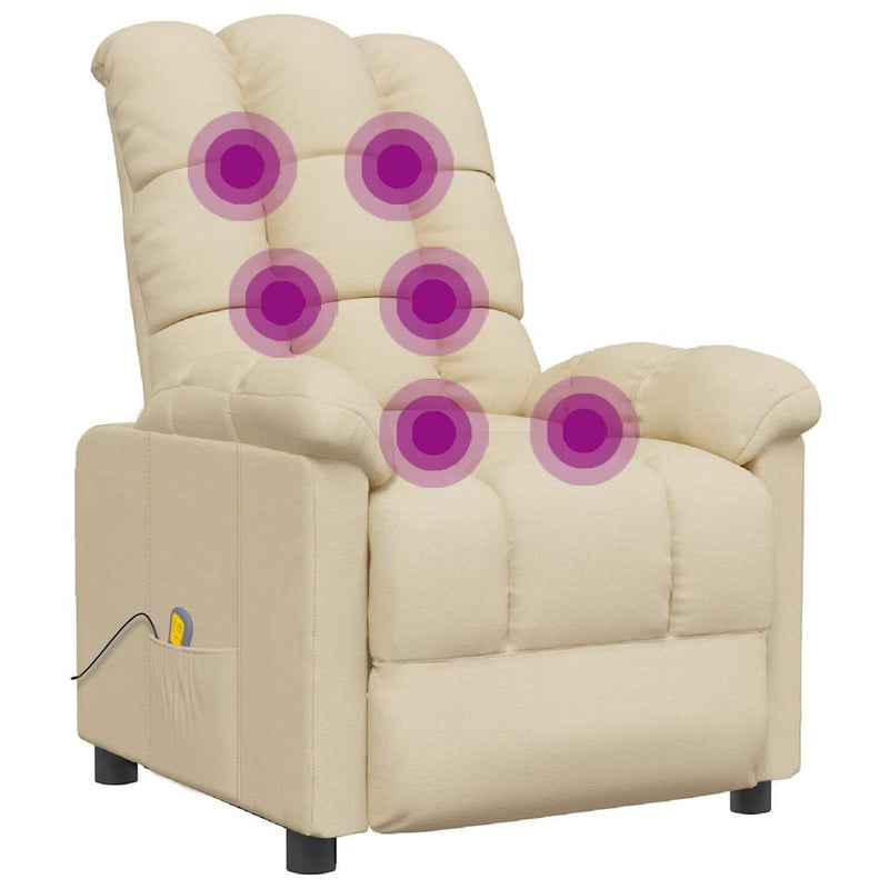 Fotoliu de masaj, crem, material textil