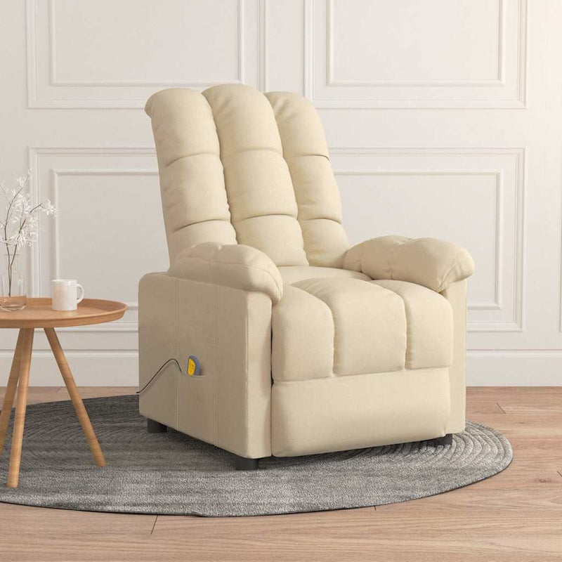 Fotoliu de masaj, crem, material textil