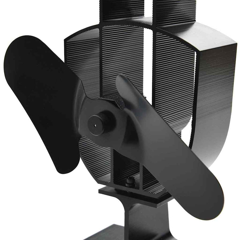 Ventilator de sobă cu alimentare termică, 2 palete, negru